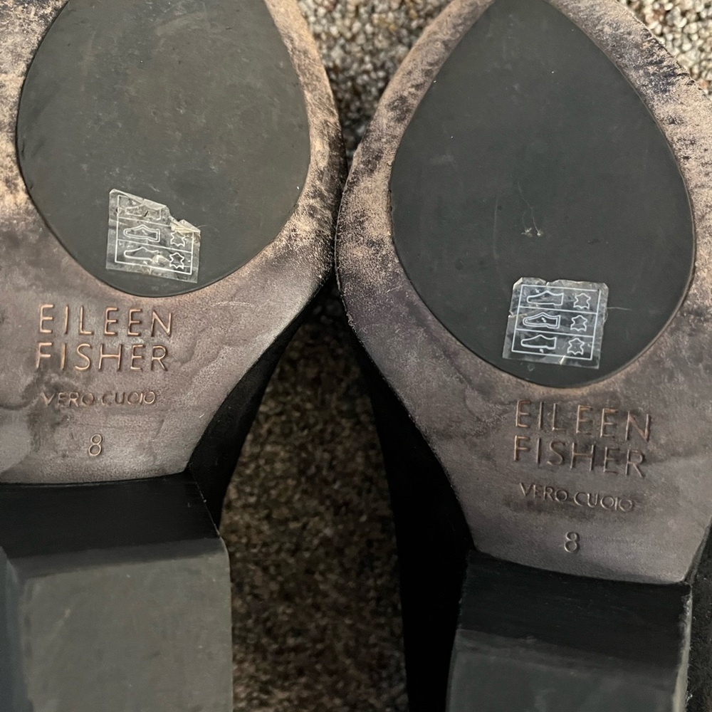 Eileen Fisher Black Suede Ankle Booties - Picture 7 of 8